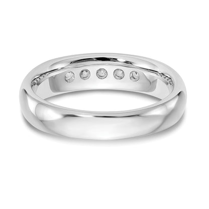 14K White Gold 5-Stone Real Diamond Channel Band