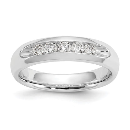14K White Gold 5-Stone Real Diamond Channel Band