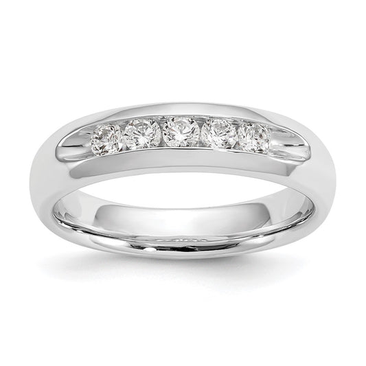 14K White Gold 5-Stone Real Diamond Channel Band