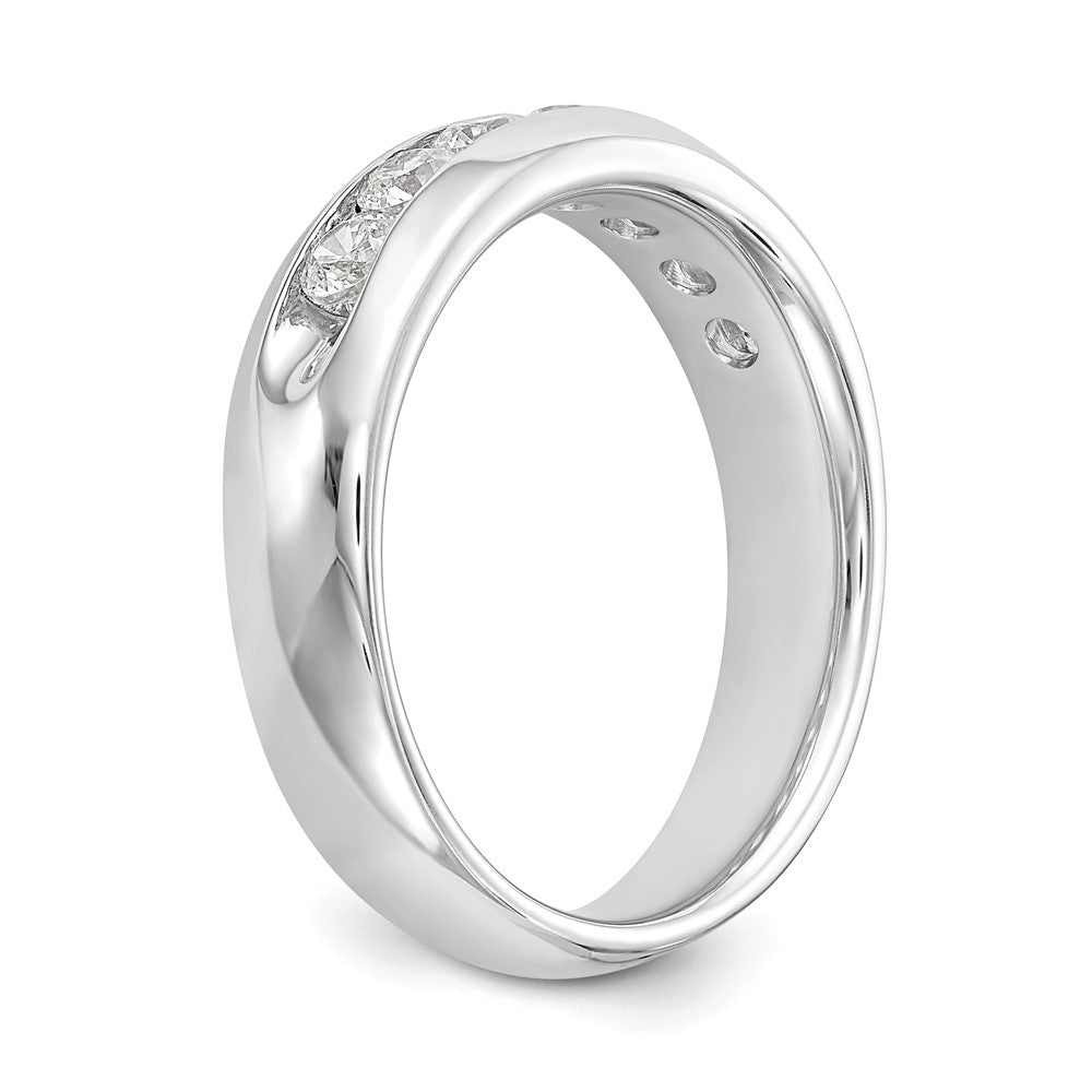 14K White Gold 5-Stone Real Diamond Channel Band
