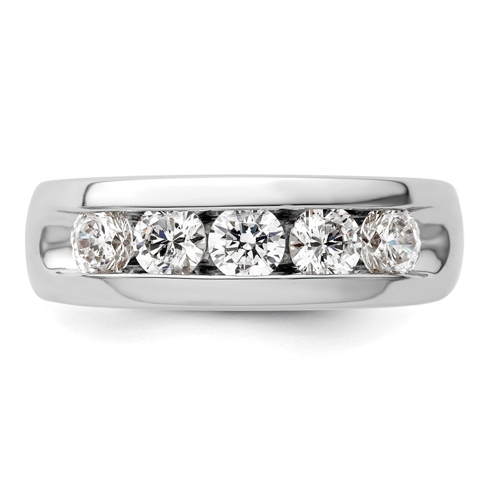 14K White Gold 5 Stone 1 Carat Round Diamond Complete Channel Band