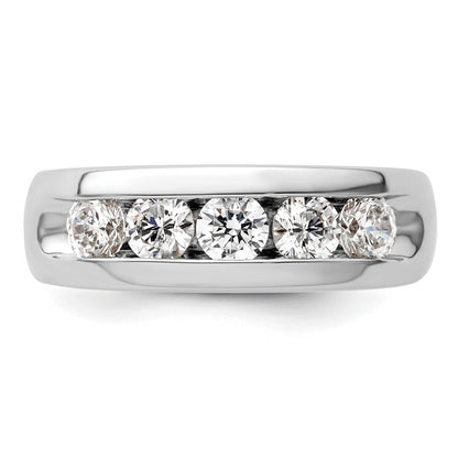 14K White Gold 5 Stone 1 Carat Round Diamond Complete Channel Band