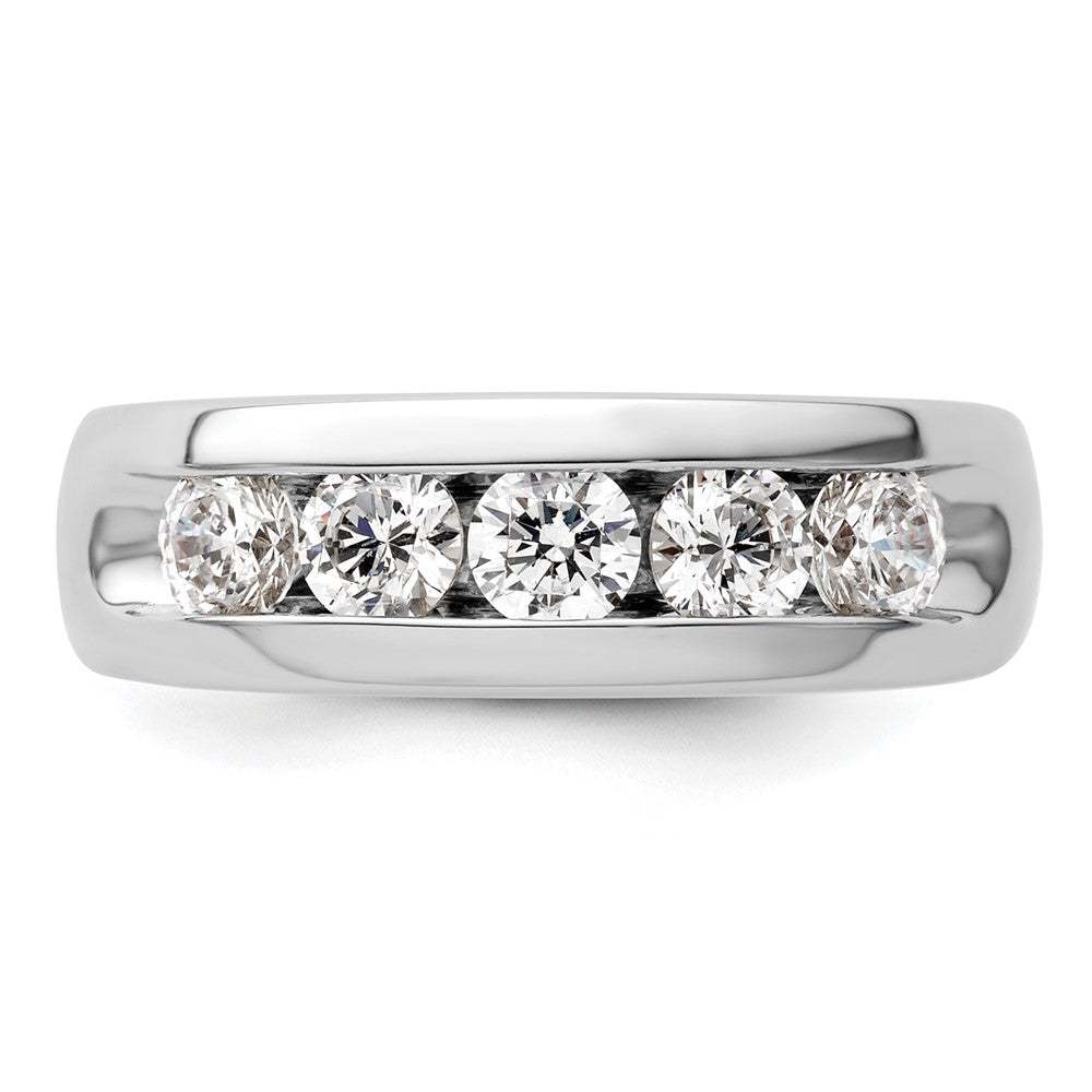 14K White Gold 5-Stone Real Diamond Channel Band