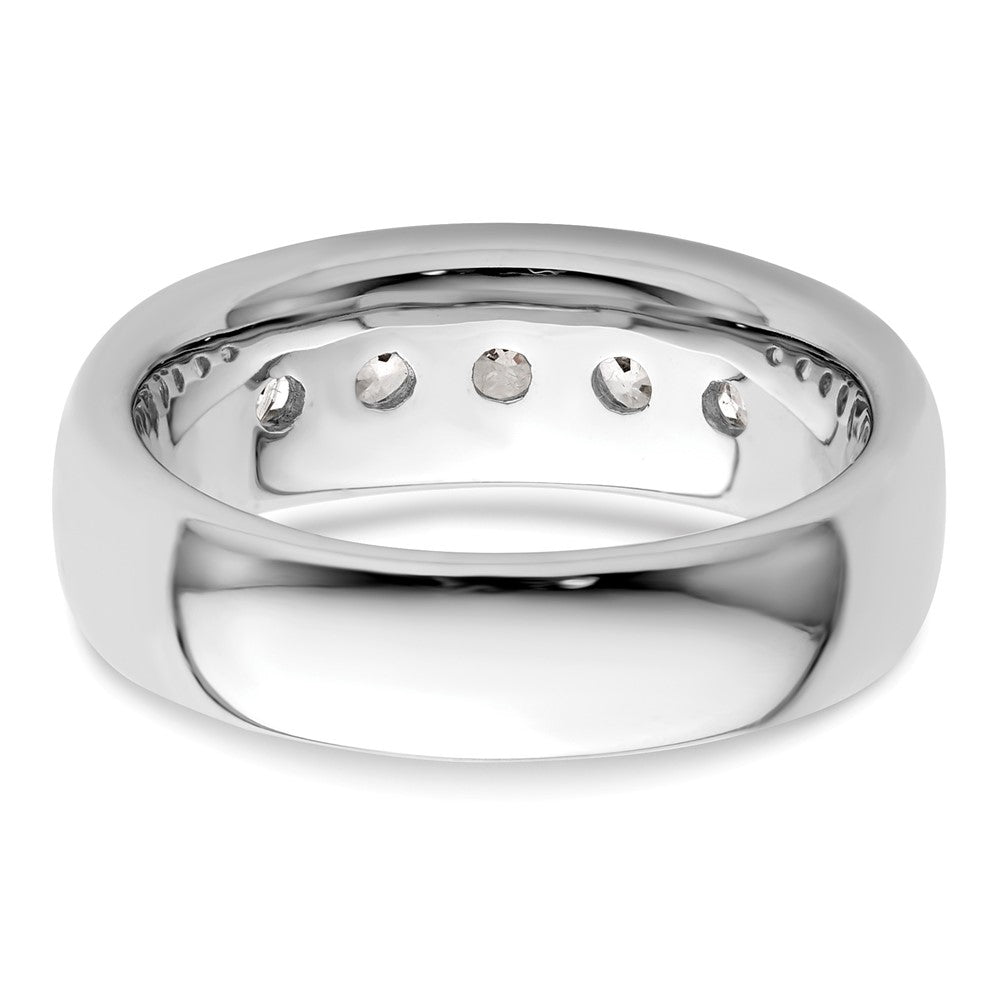 14K White Gold 5-Stone Real Diamond Channel Band