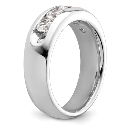 14K White Gold 5 Stone 1 Carat Round Diamond Complete Channel Band