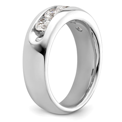 14K White Gold 5-Stone Real Diamond Channel Band