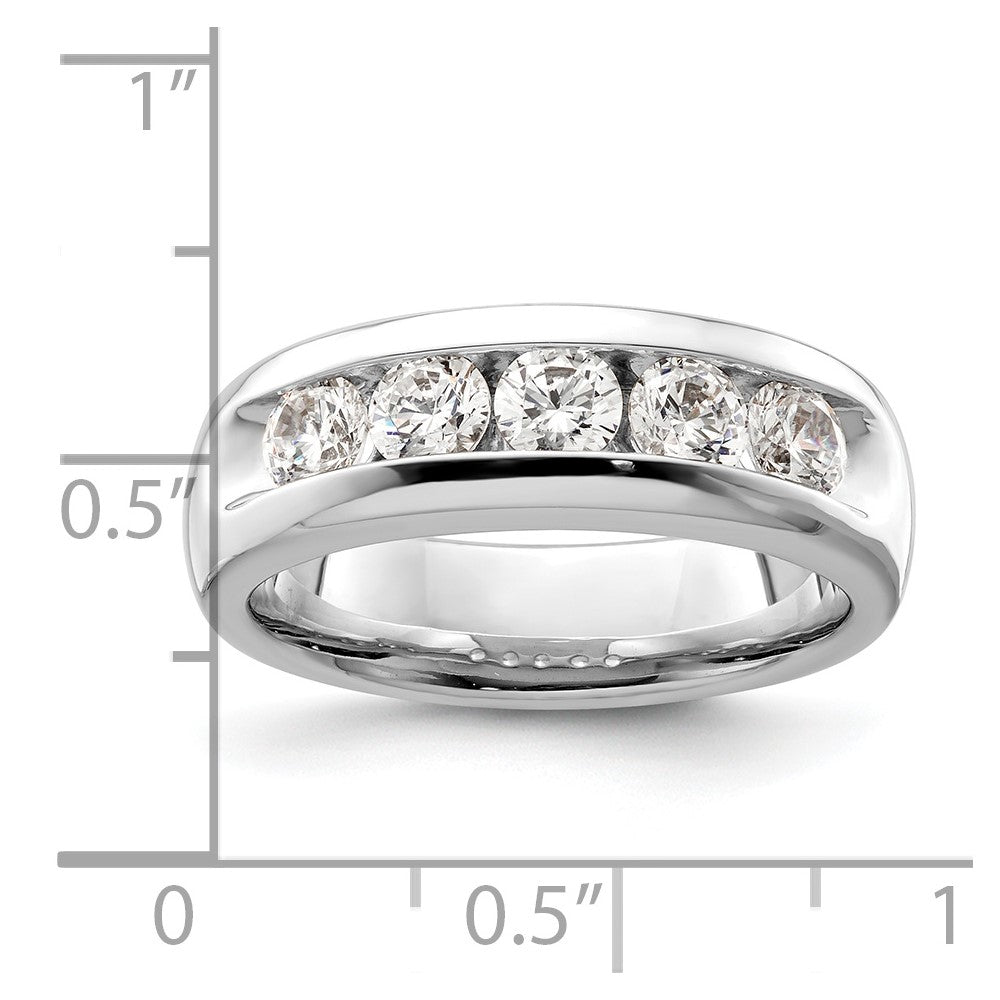 14K White Gold 5 Stone 1 Carat Round Diamond Complete Channel Band