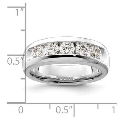 14K White Gold 5 Stone 1 Carat Round Diamond Complete Channel Band