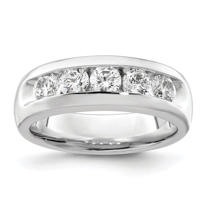 14K White Gold 5 Stone 1 Carat Round Diamond Complete Channel Band