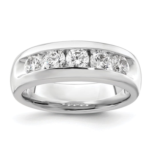 14K White Gold 5 Stone 1 Carat Round Diamond Complete Channel Band