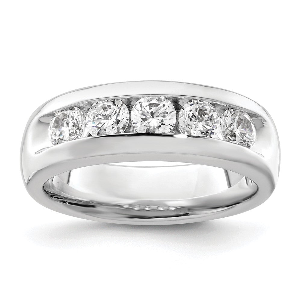 14K White Gold 5-Stone Real Diamond Channel Band