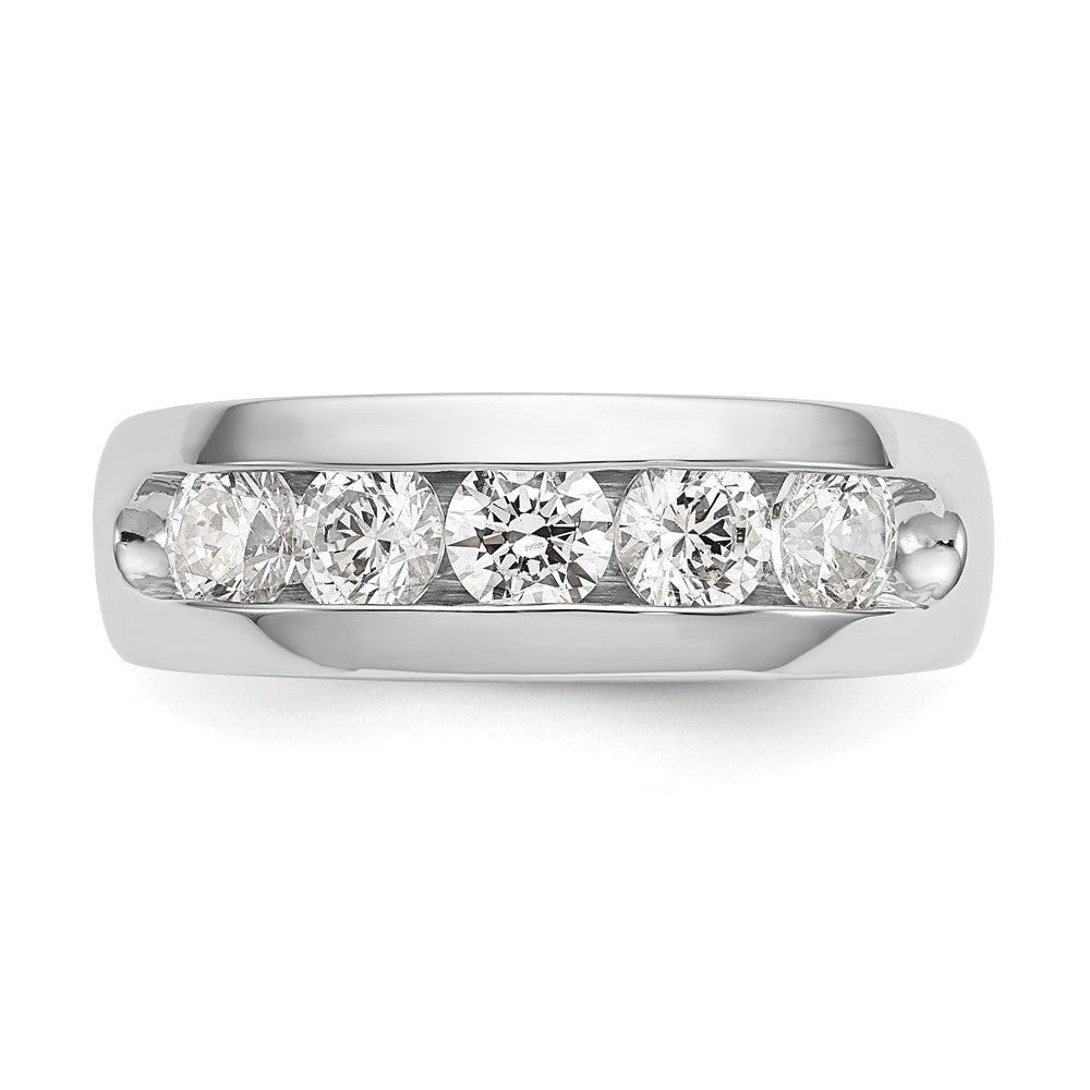14K White Gold 5-Stone Real Diamond Channel Band