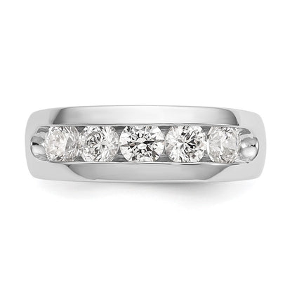 14K White Gold 5-Stone Real Diamond Channel Band