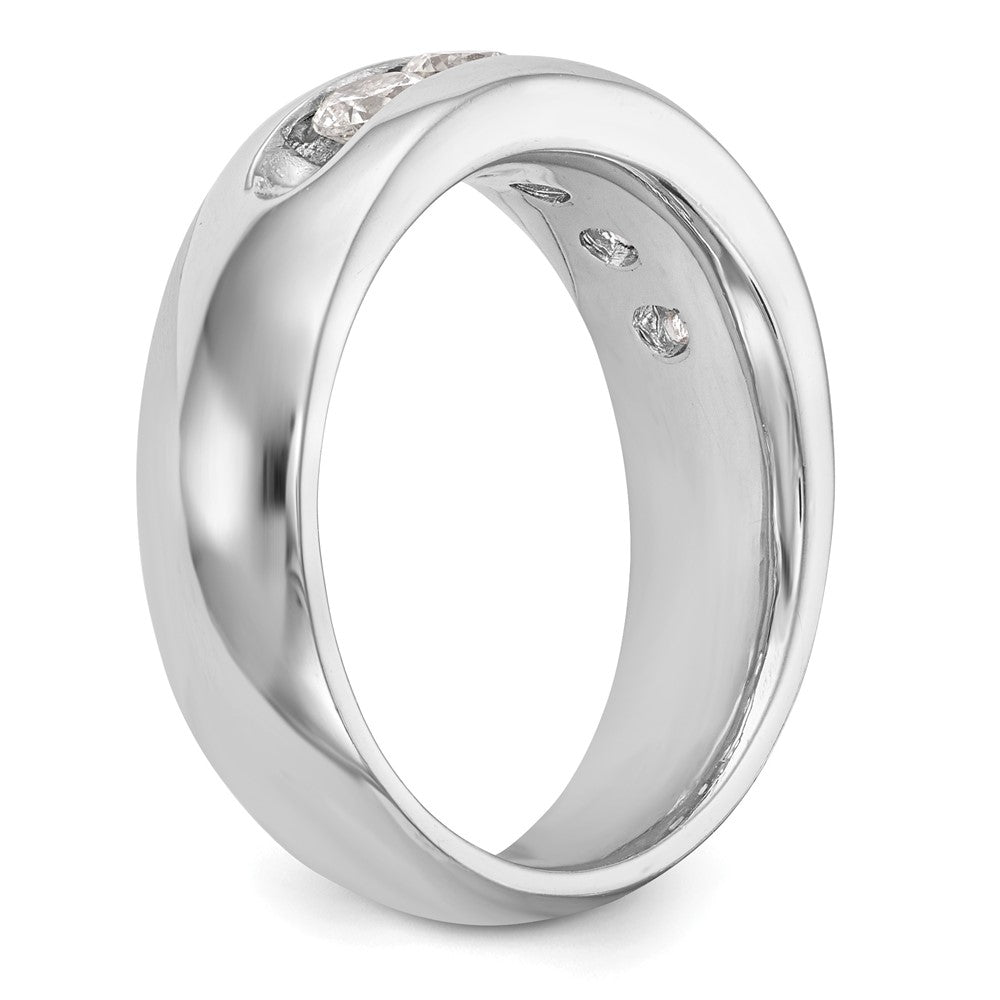 14K White Gold 5-Stone Real Diamond Channel Band