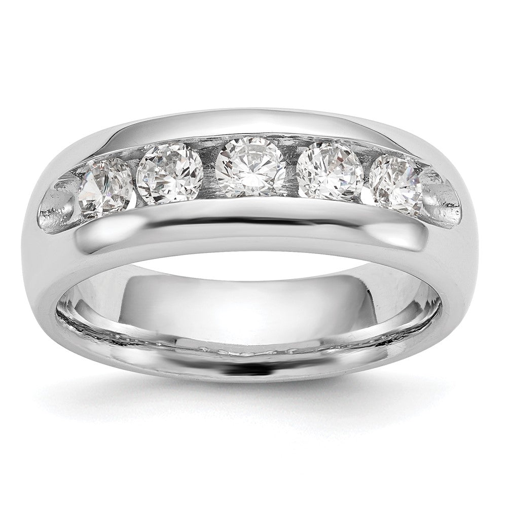 14K White Gold 5-Stone Real Diamond Channel Band
