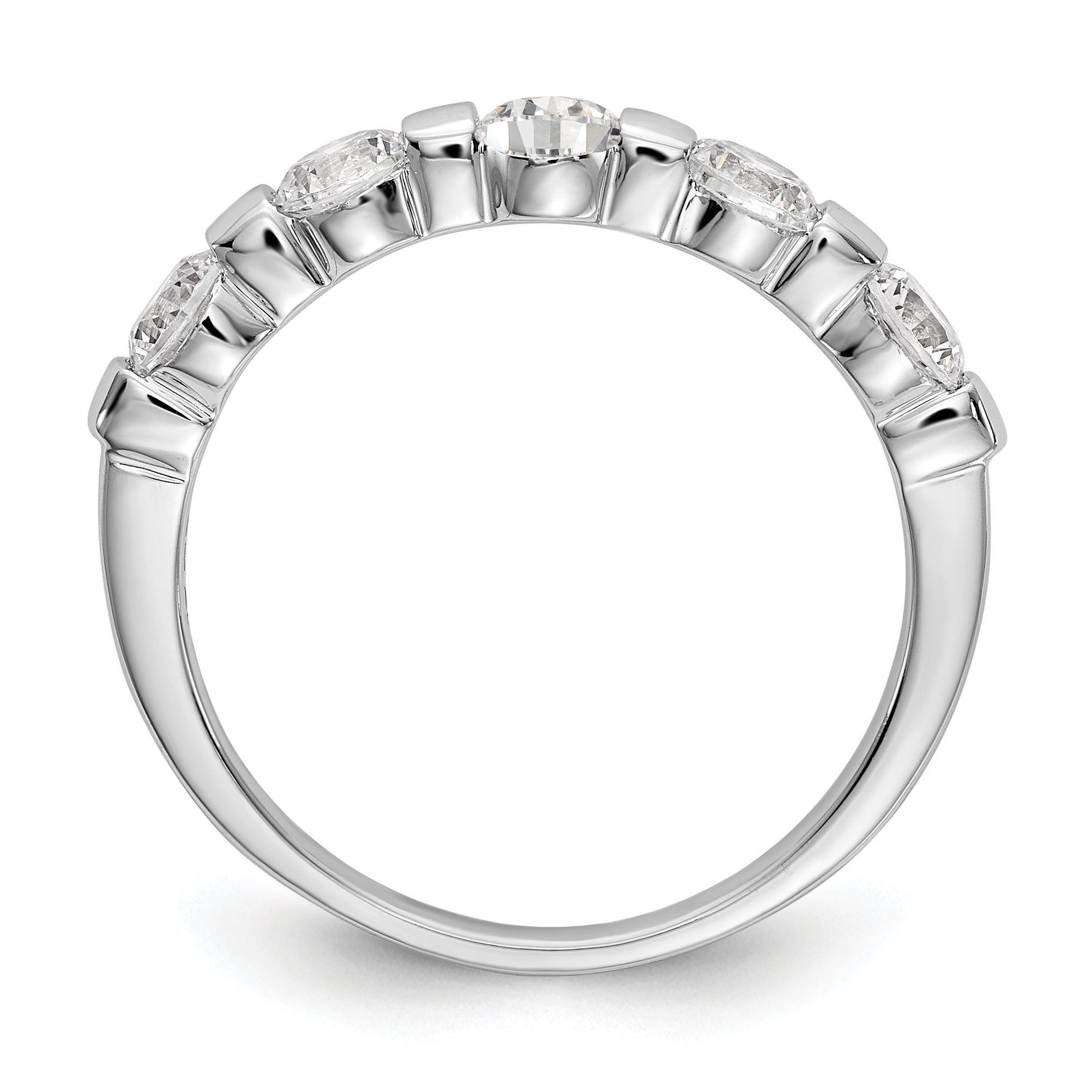 14K White Gold 5 Stone Channel Set 1 Carat Complete Round Diamond Band