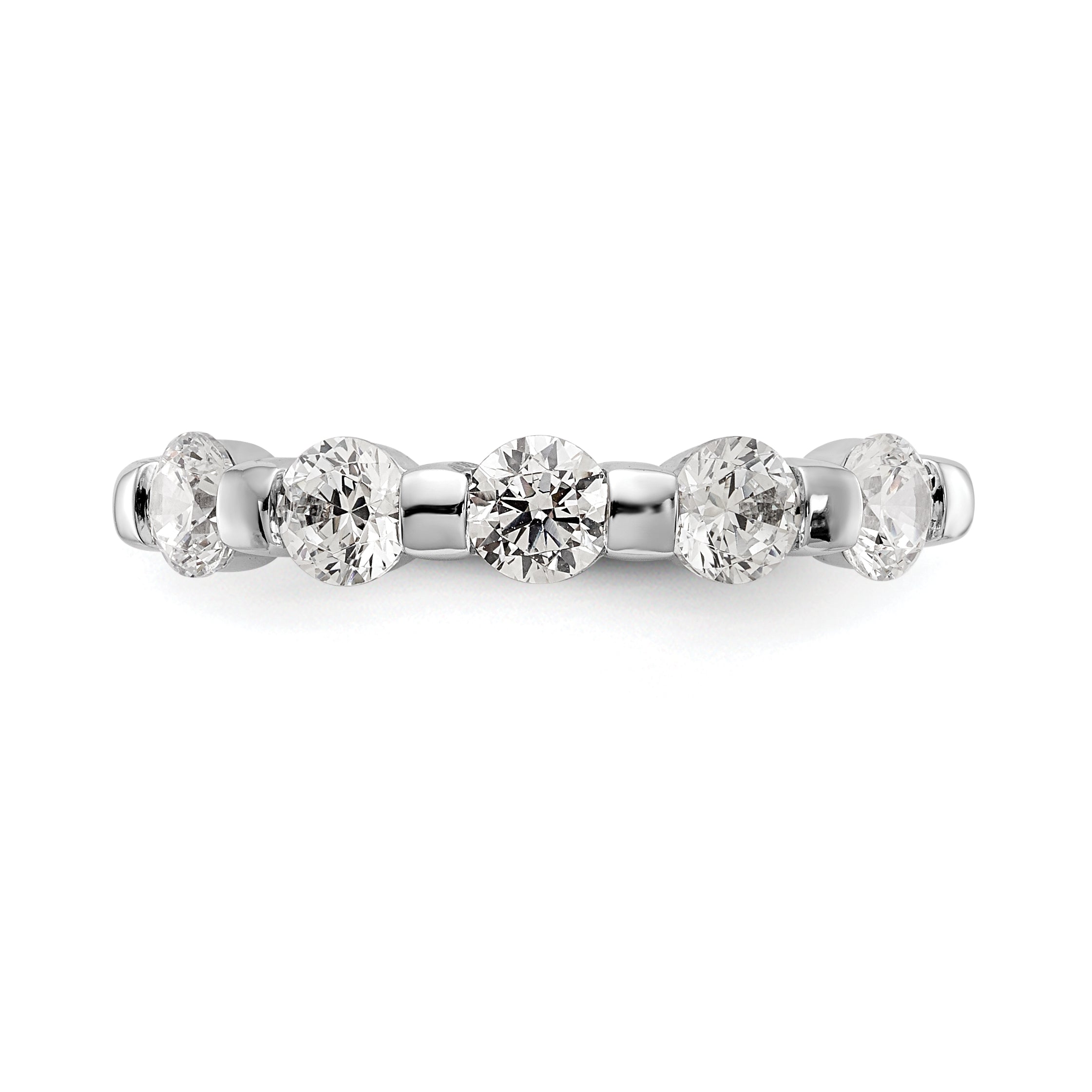 14K White Gold 5 Stone Channel Set 1 Carat Complete Round Diamond Band