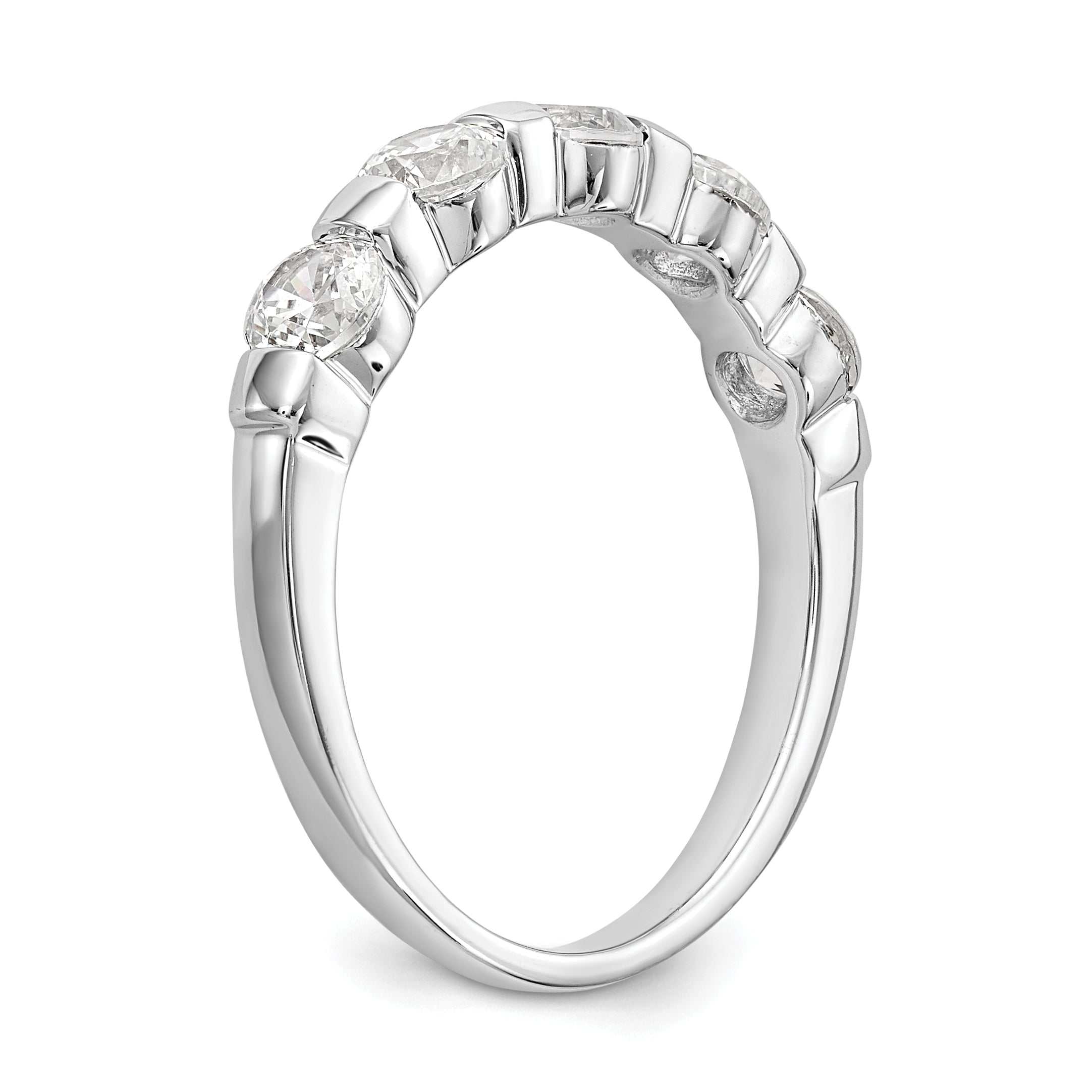 14K White Gold 5 Stone Channel Set 1 Carat Complete Round Diamond Band