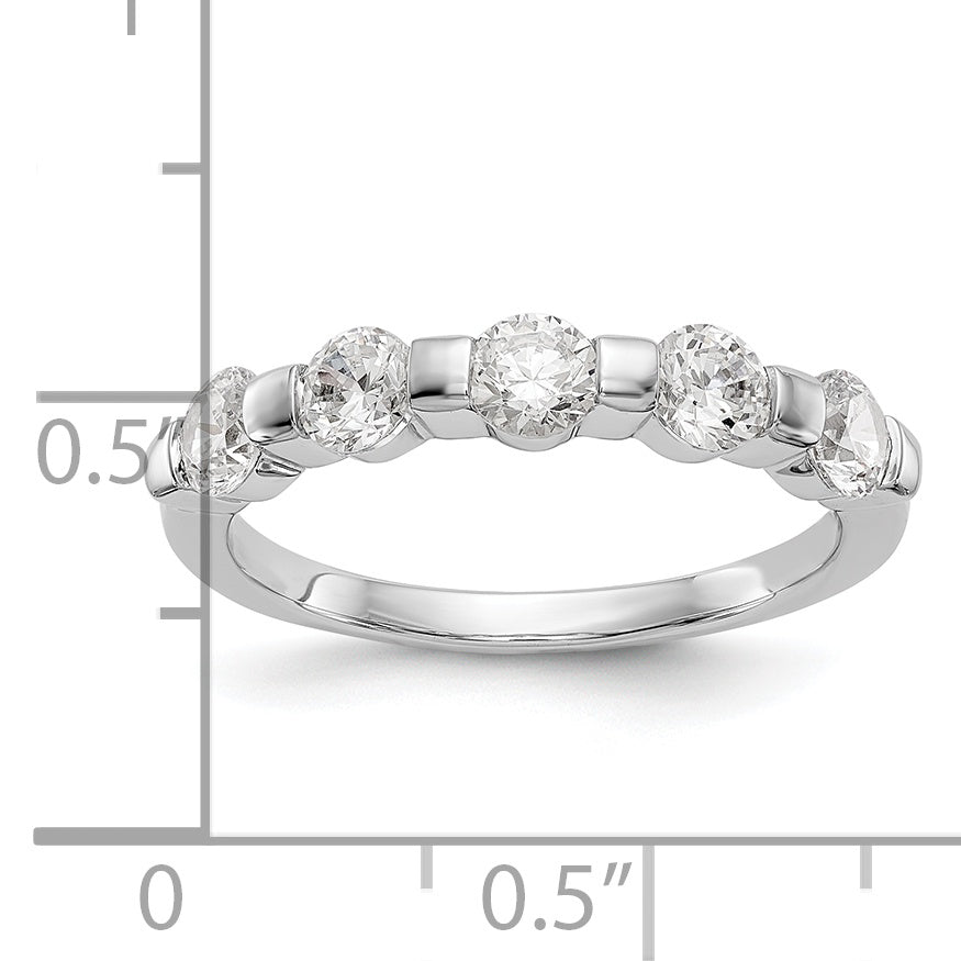 14K White Gold 5 Stone Channel Set 1 Carat Complete Round Diamond Band