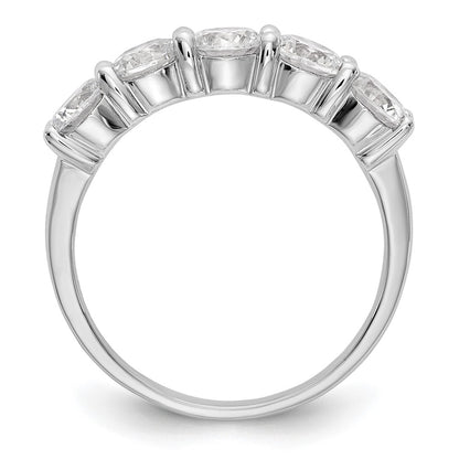 14K White Gold 5 Stone Shared Prong 1.65 Carat Complete Round Diamond Band