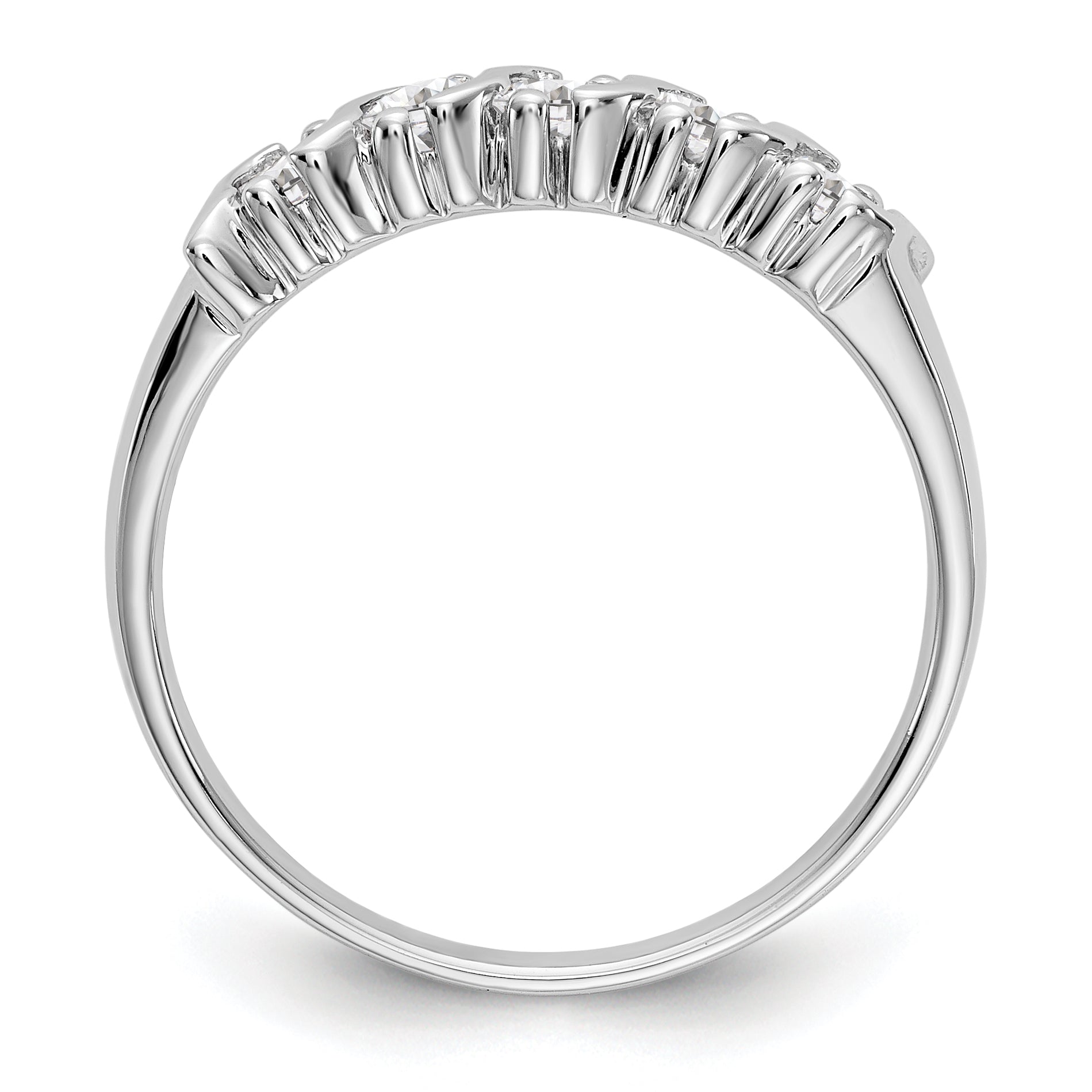 14K White Gold 5 Stone Prong Set 1/2 Carat Complete Round Diamond Band