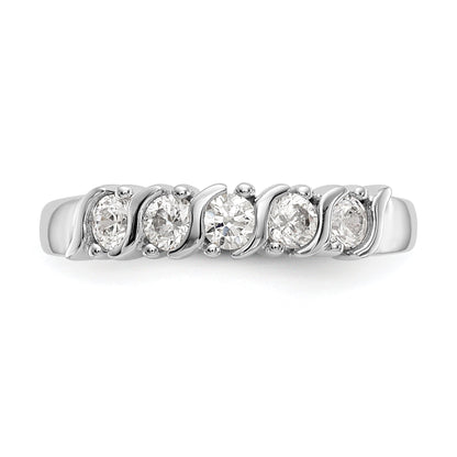 14K White Gold 5 Stone Prong Set 1/2 Carat Complete Round Diamond Band