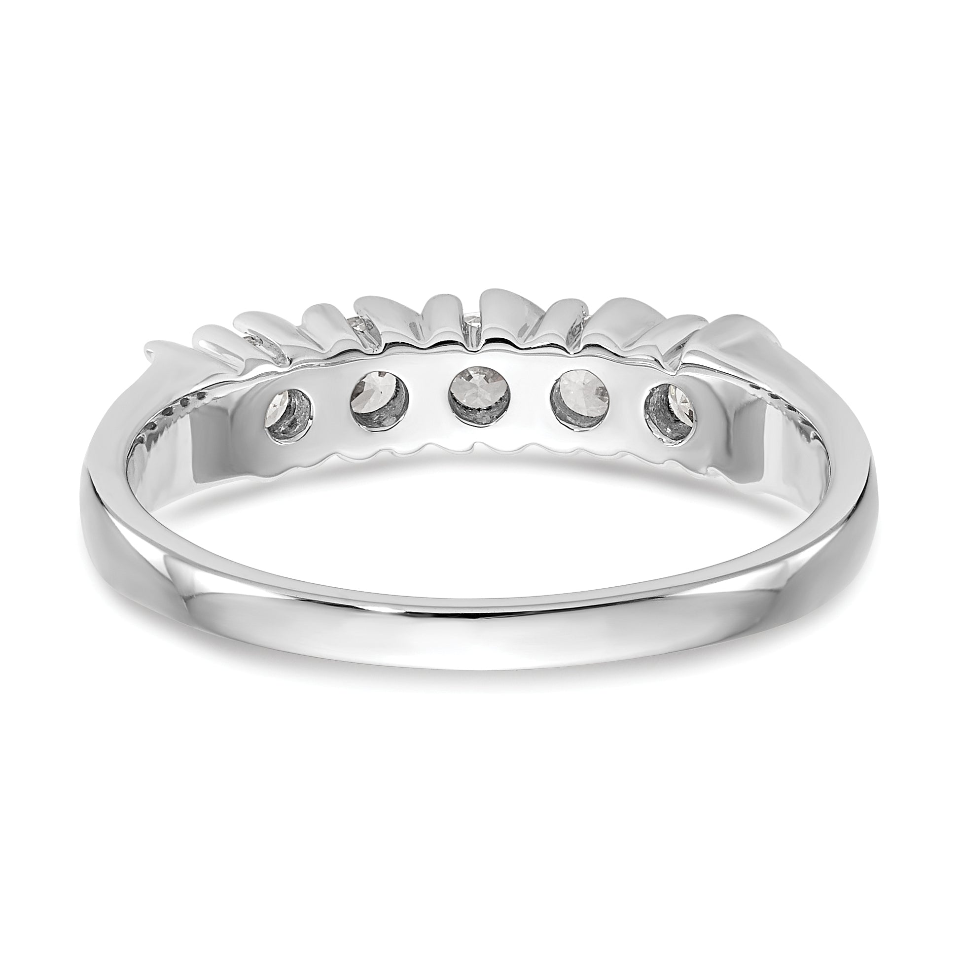 14K White Gold 5 Stone Prong Set 1/2 Carat Complete Round Diamond Band