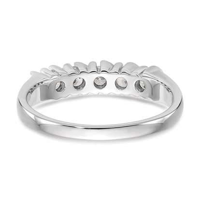 14K White Gold 5 Stone Prong Set 1/2 Carat Complete Round Diamond Band