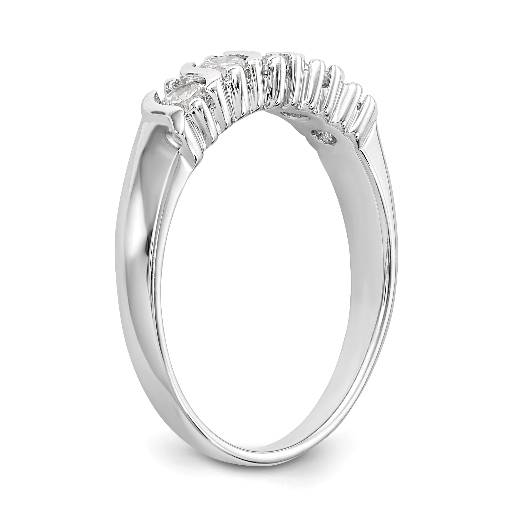 14K White Gold 5 Stone Prong Set 1/2 Carat Complete Round Diamond Band