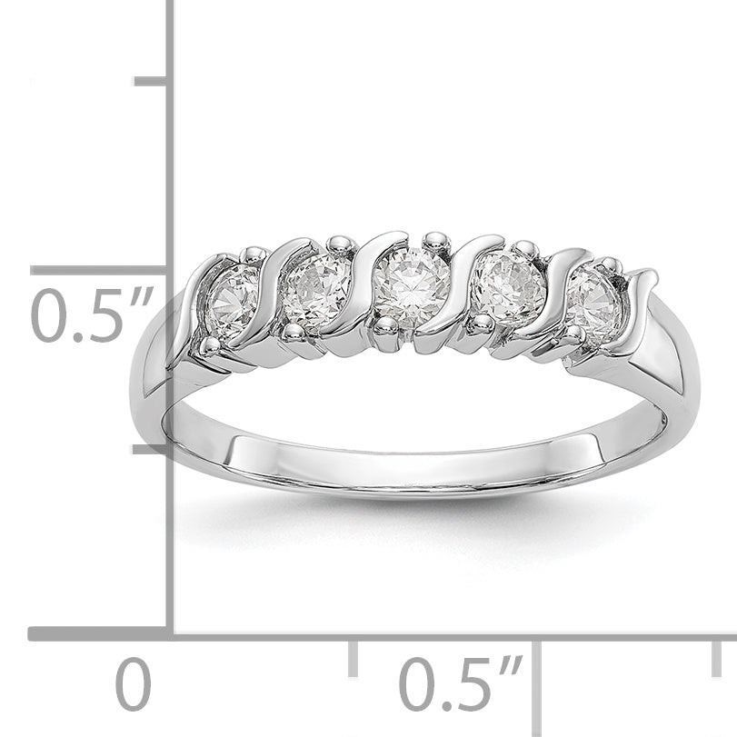 14K White Gold 5 Stone Prong Set 1/2 Carat Complete Round Diamond Band