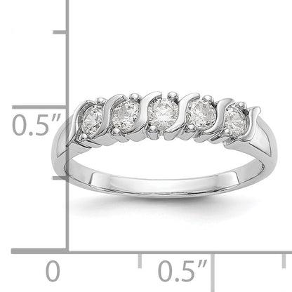 14K White Gold 5 Stone Prong Set 1/2 Carat Complete Round Diamond Band