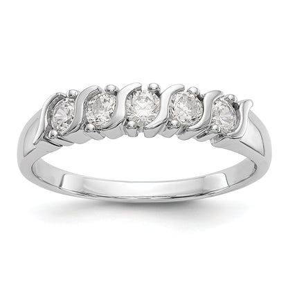 14K White Gold 5 Stone Prong Set 1/2 Carat Complete Round Diamond Band
