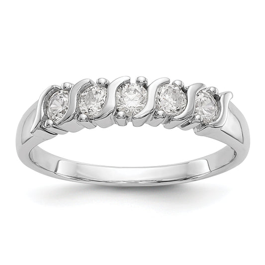 14K White Gold 5 Stone Prong Set 1/2 Carat Complete Round Diamond Band