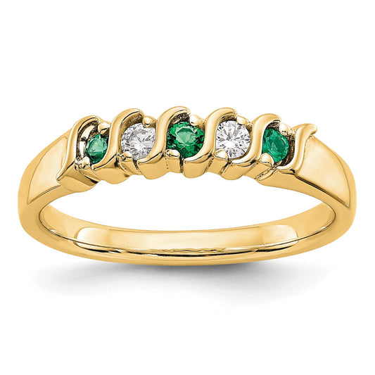 10K Yellow Gold Diamond W/Emerald Band
