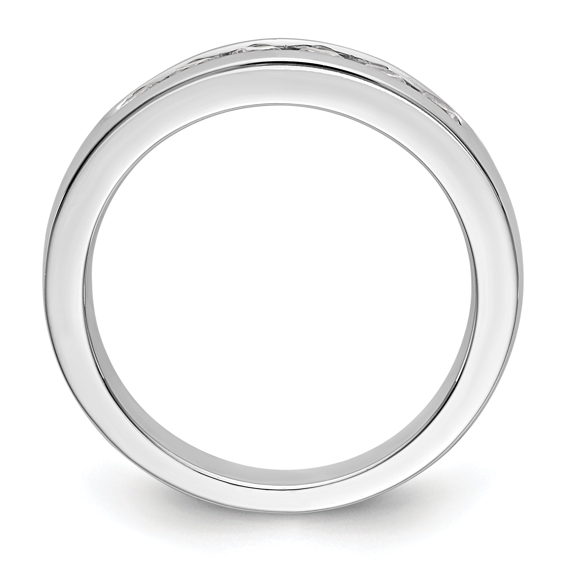 14K White Gold 6 Stone 1/2 Carat Round Diamond Complete Channel Band