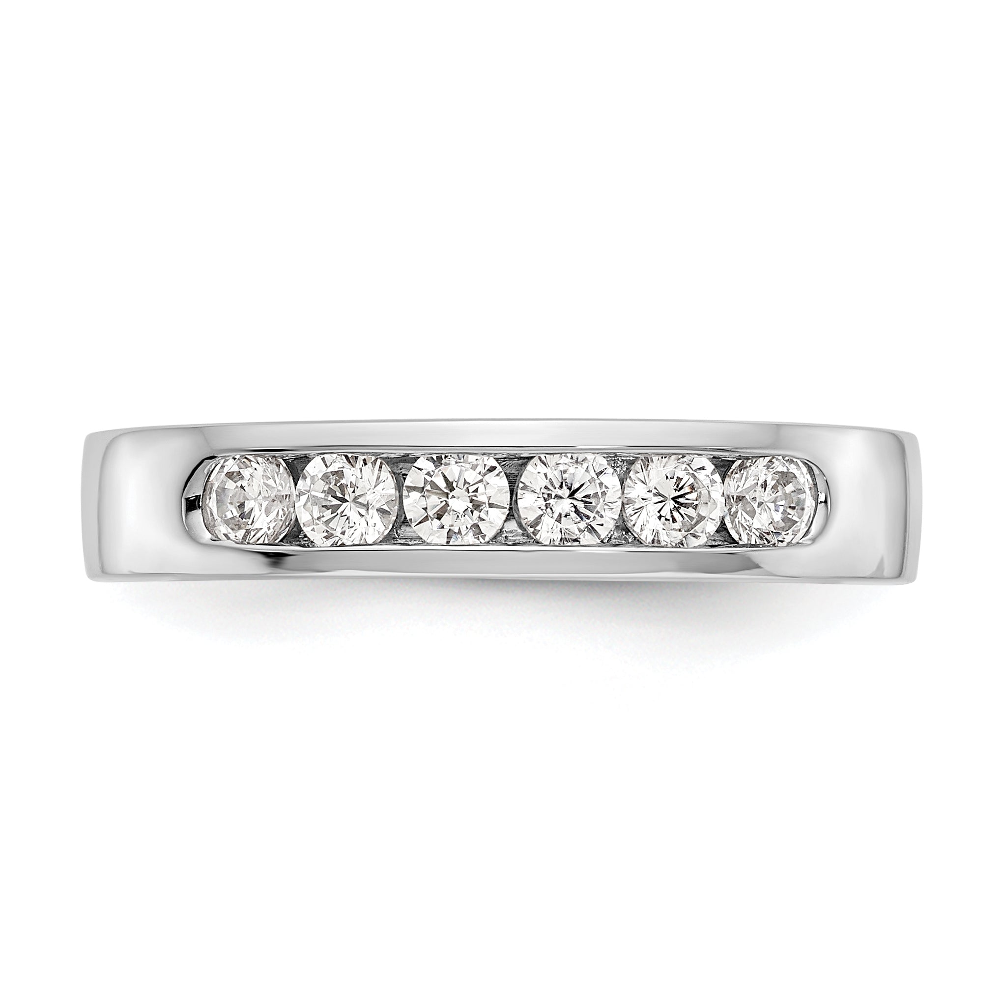 14K White Gold 6 Stone 1/2 Carat Round Diamond Complete Channel Band