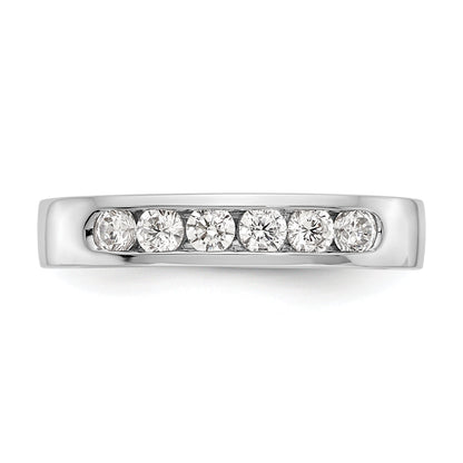 14K White Gold 6 Stone 1/2 Carat Round Diamond Complete Channel Band
