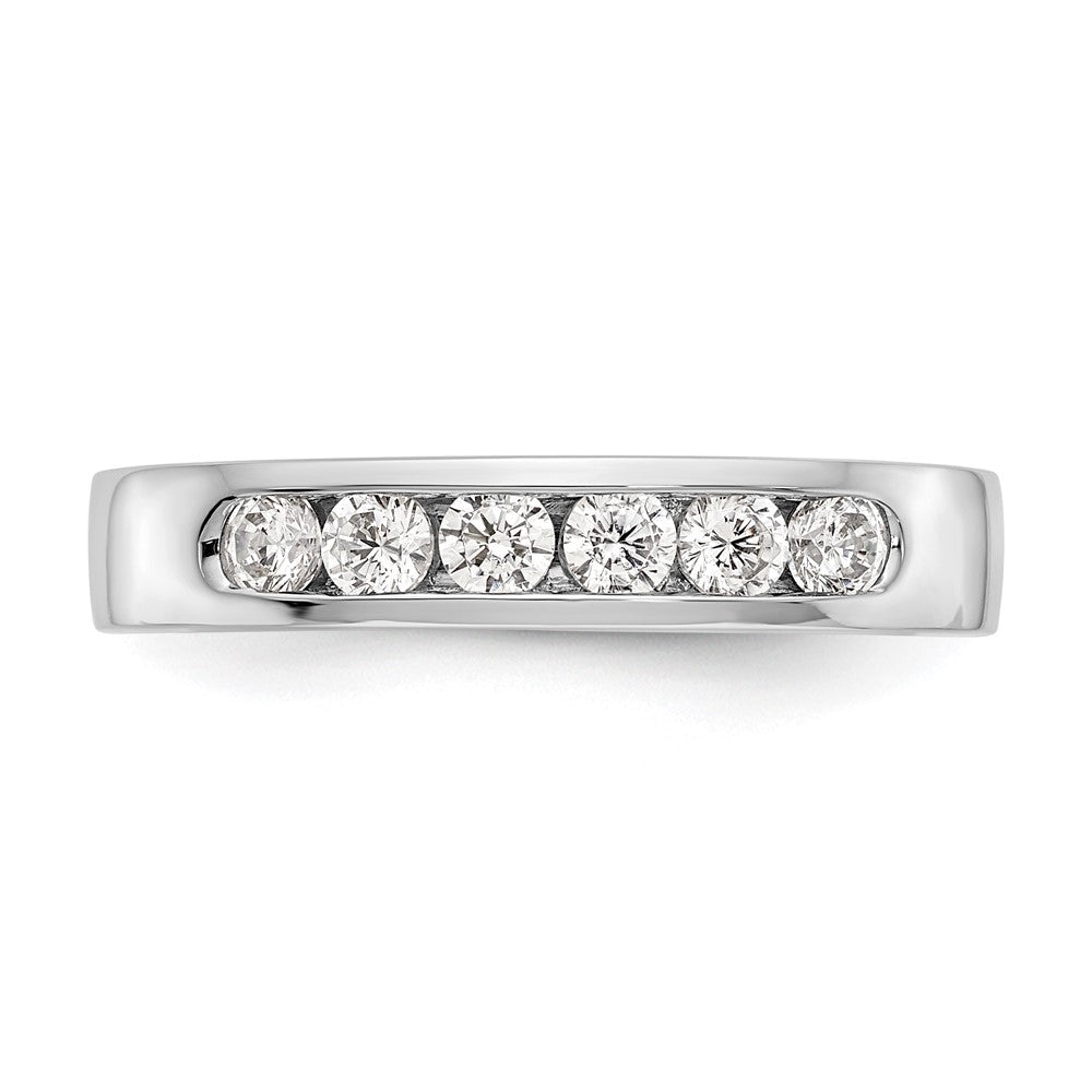 0.47ct. CZ Solid Real 14K White Gold 6-Stone Channel Wedding Band Ring