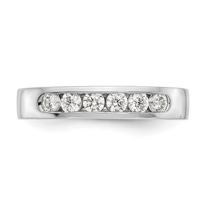 0.47ct. CZ Solid Real 14K White Gold 6-Stone Channel Wedding Band Ring