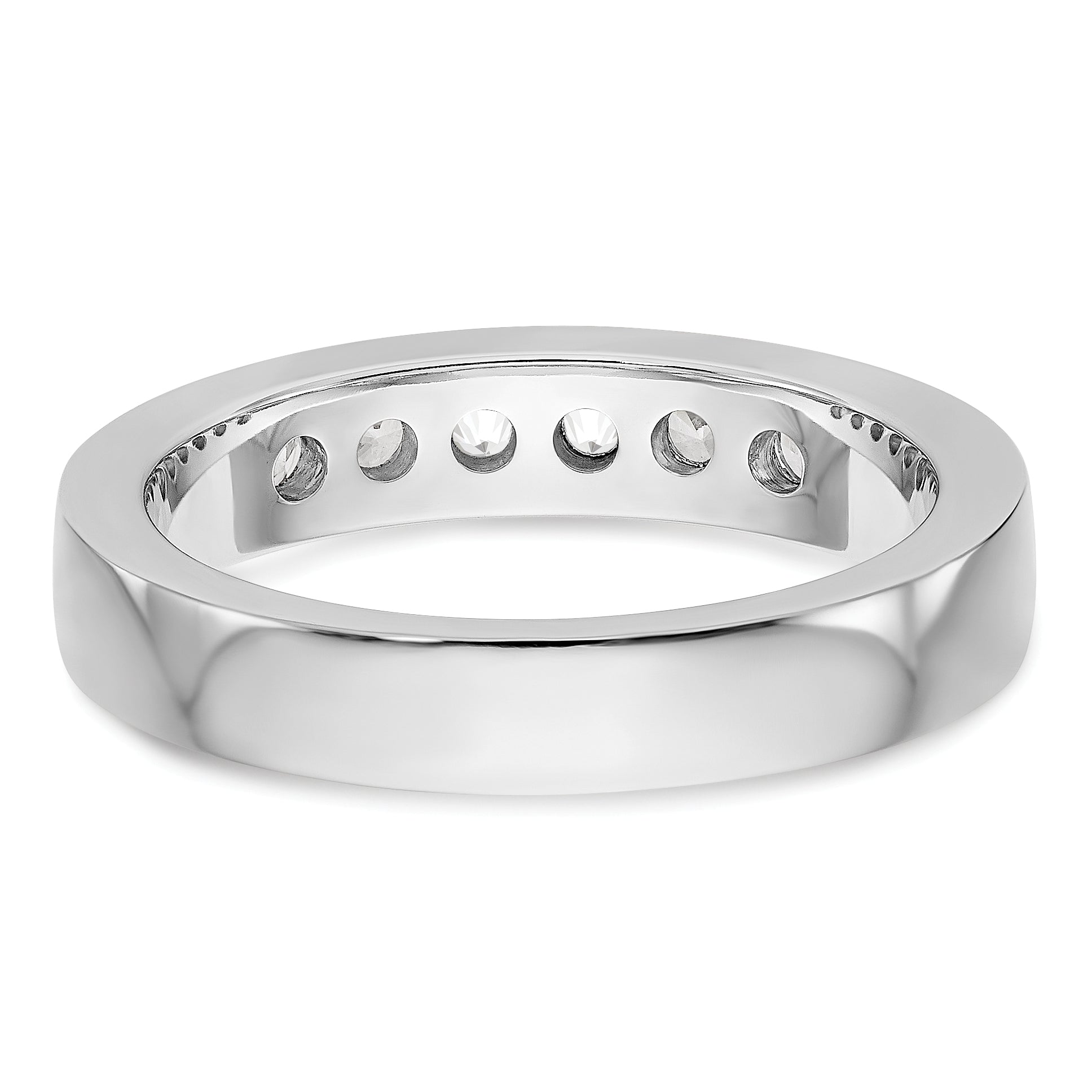 14K White Gold 6 Stone 1/2 Carat Round Diamond Complete Channel Band