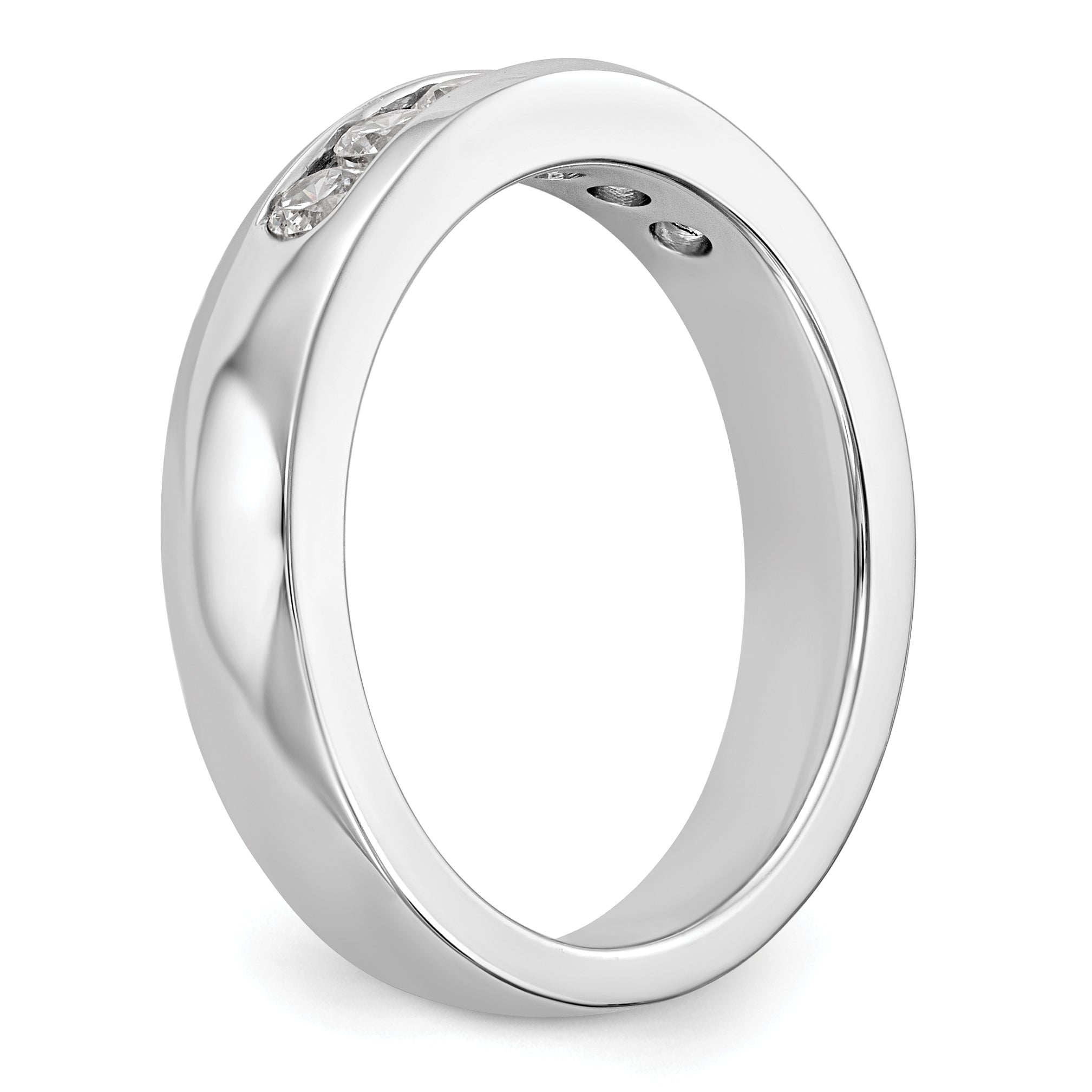 14K White Gold 6 Stone 1/2 Carat Round Diamond Complete Channel Band