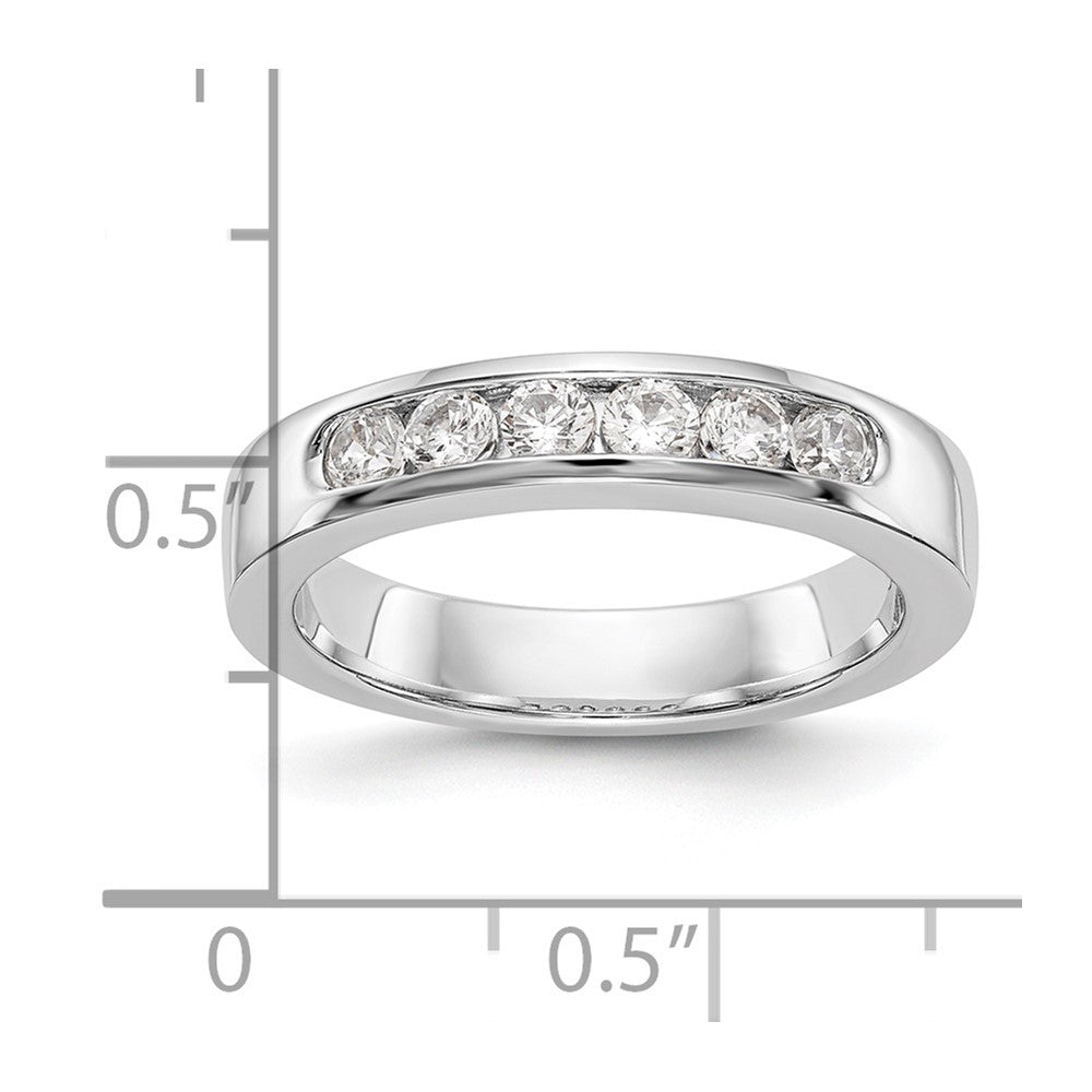 0.47ct. CZ Solid Real 14K White Gold 6-Stone Channel Wedding Band Ring