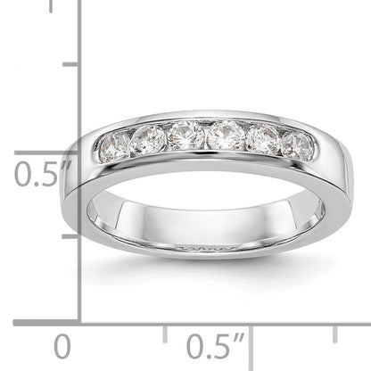 14K White Gold 6 Stone 1/2 Carat Round Diamond Complete Channel Band