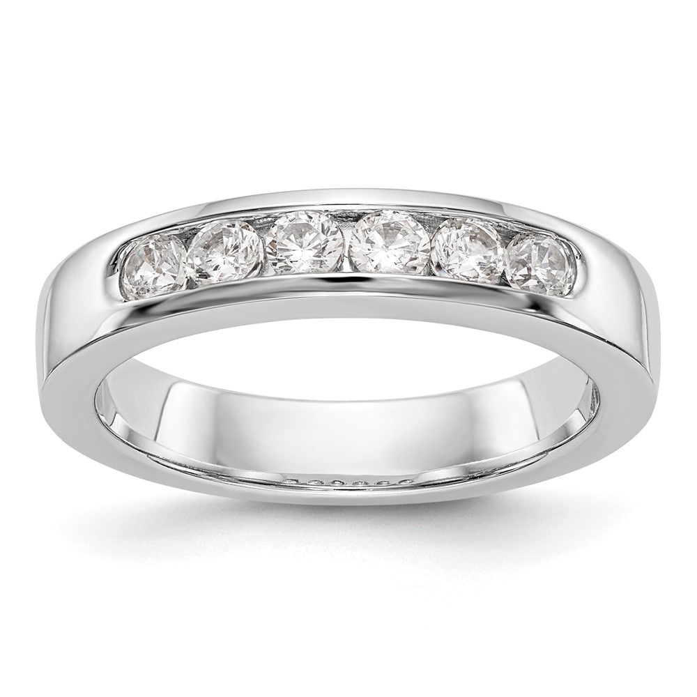 0.47ct. CZ Solid Real 14K White Gold 6-Stone Channel Wedding Band Ring