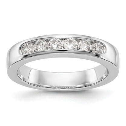0.47ct. CZ Solid Real 14K White Gold 6-Stone Channel Wedding Band Ring