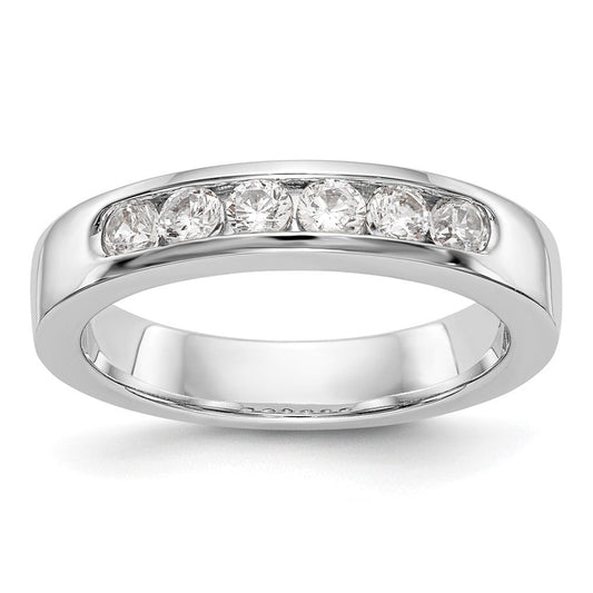 0.47ct. CZ Solid Real 14K White Gold 6-Stone Channel Wedding Band Ring