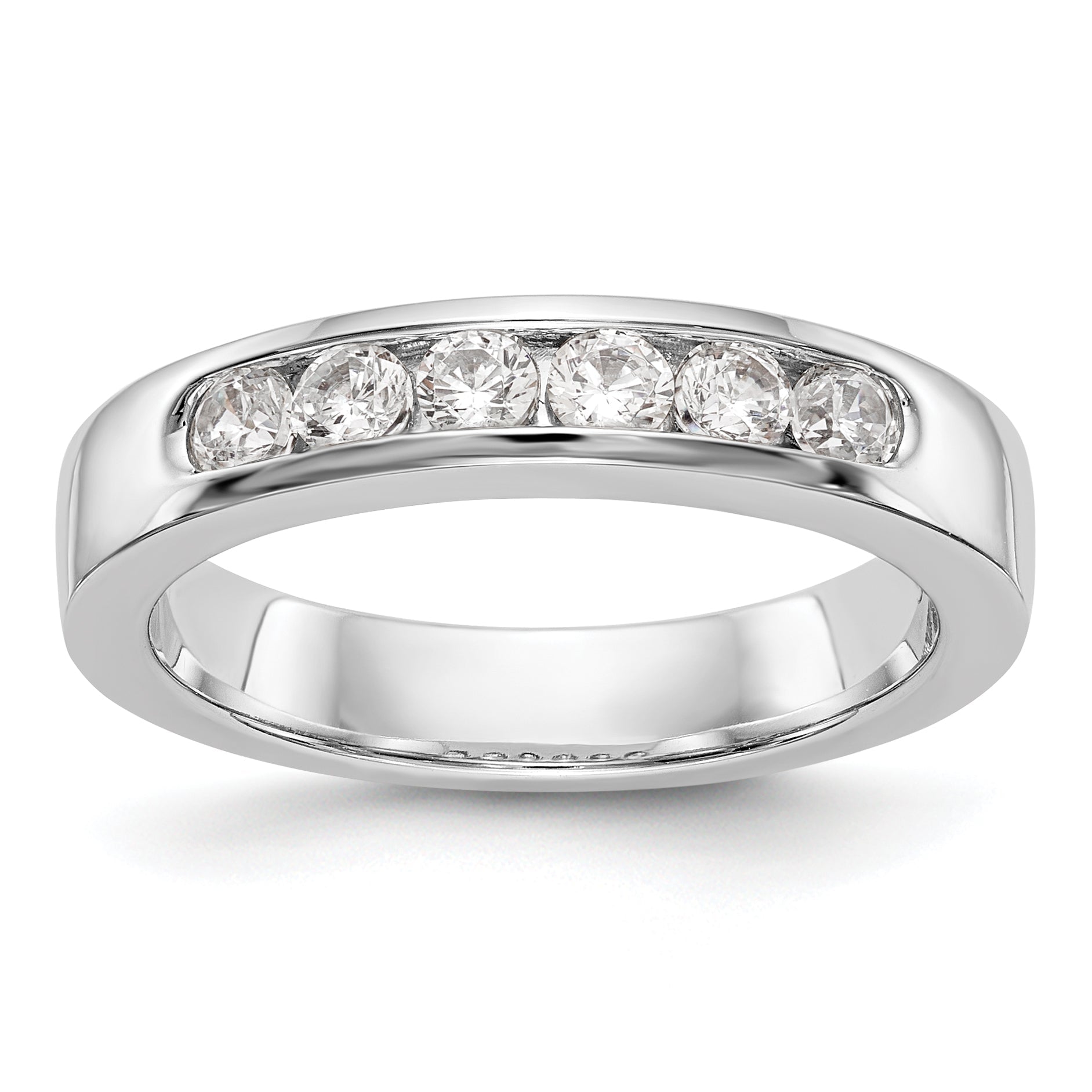 14K White Gold 6 Stone 1/2 Carat Round Diamond Complete Channel Band