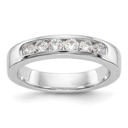 14K White Gold 6 Stone 1/2 Carat Round Diamond Complete Channel Band