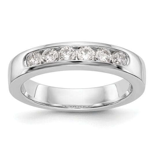 14K White Gold 6 Stone 1/2 Carat Round Diamond Complete Channel Band