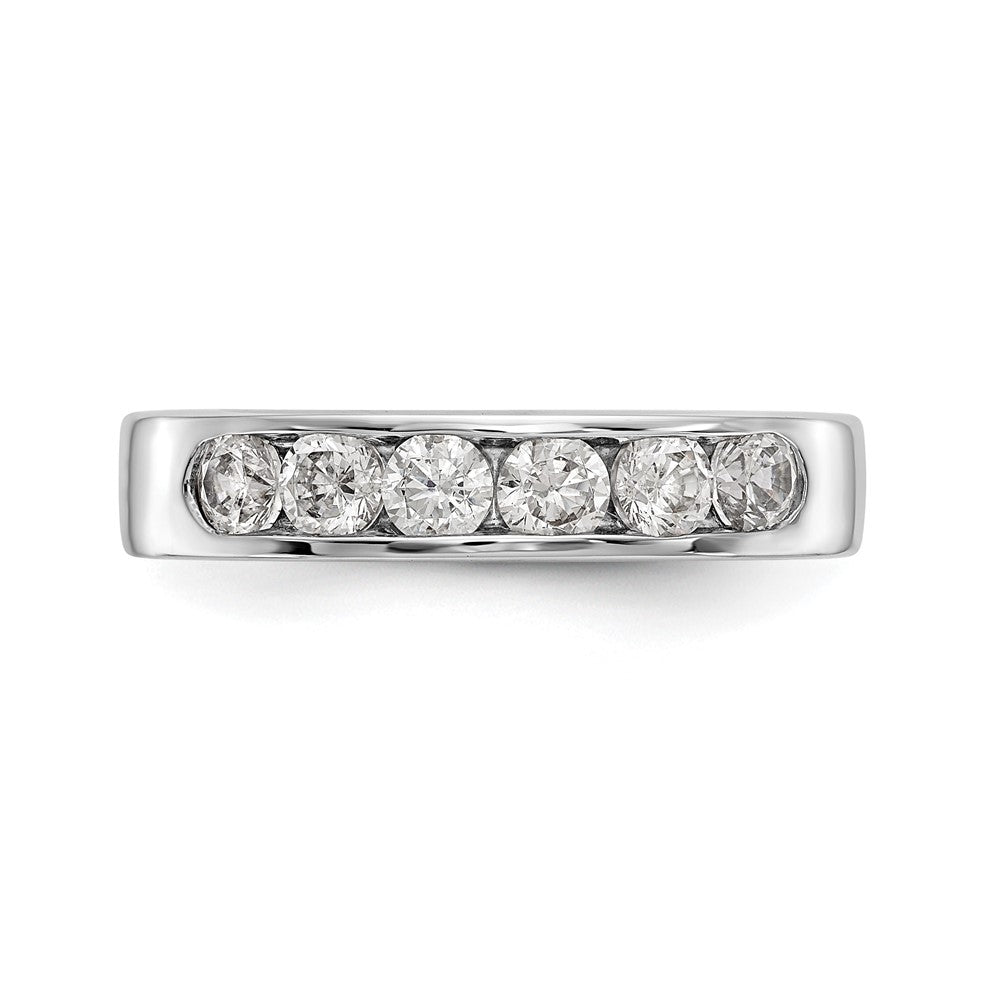 14K White Gold 6 Stone 3/4 Carat Round Diamond Complete Channel Band